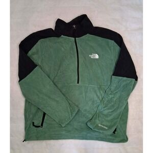 The North Face Polartec Quarter Zip Fleece Pullover Green Black Mens Large